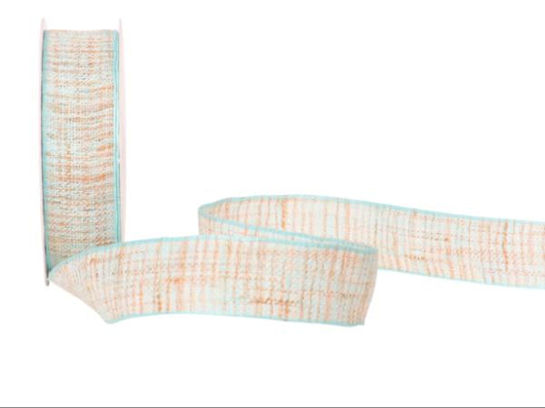 Dekorband Melina türkis-beige (046) 23 mm x 10 m