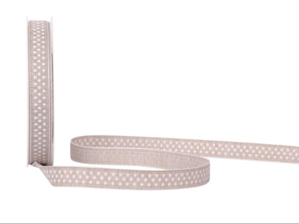 Dekorband Puntos leinen-weiss (073) 15 mm x 20 m
