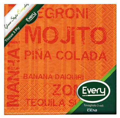 Servietten Zellstoff "Mojito" Deni Every orange 24x24 cm, 3-lagig