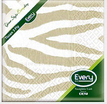 Servietten Zellstoff "Zebra" Deni Every weiss/sand 24x24 cm, 3-la