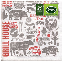 Servietten Zellstoff Deni Every Grill House 24x24 cm, 3-lagig,
