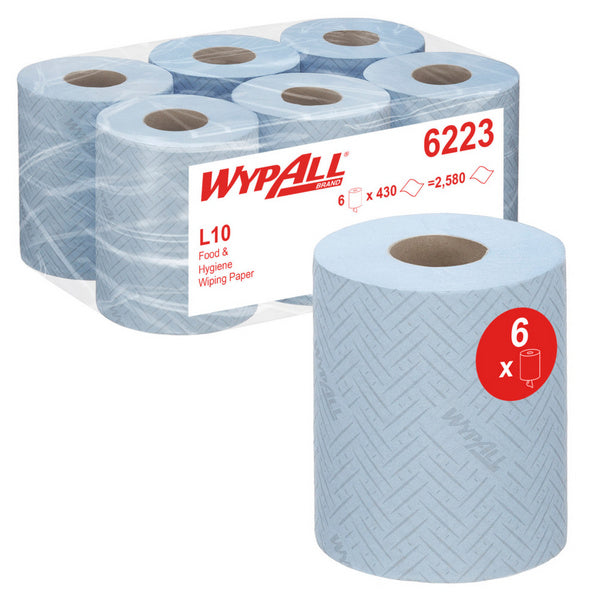 Wischtuch Wypall Reach L10, 1lg., blau, Zentralent., 38x18.3 cm,