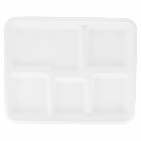 Tablette 5-Fächer Bagasse weiss 26.5x21.5x2.5cm