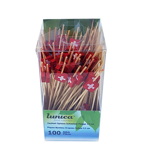 Cocktail Spiesse Bambus Schweizer Flagge 120 mm