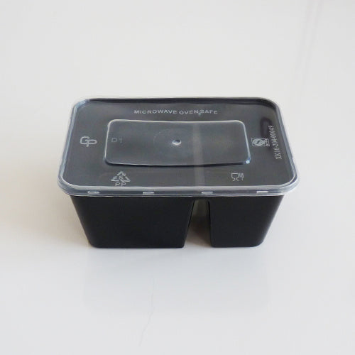 Menuschale PP 1000ml 2-geteilt schwarz 170x117x75 mm