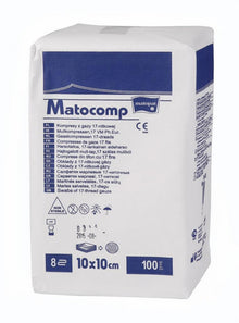 MATOCOMP Mullkompr. 10 x 10 cm, 12-lg. 17 fädig, weiss 100 Stück