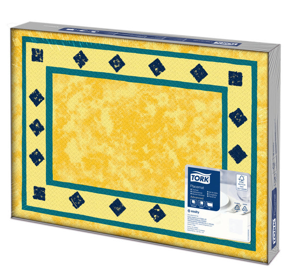 Tischset Palazzo gelb mit blauen Karo 30x42cm