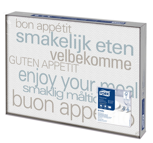 Tischset Text weiss, bedruckt Text 30x42cm