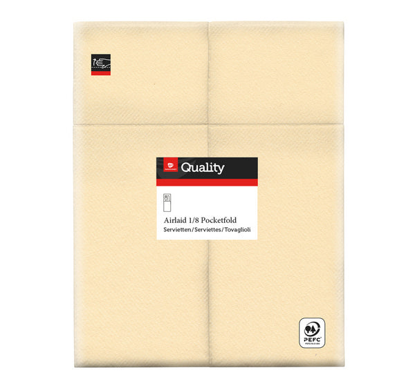 Besteckservietten Airlaid Quality champagner 40x32cm, 1/8 Falz