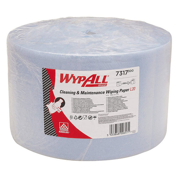 Wischtuch Wypall L20 Grossrolle, 2-lagig, blau, 1000 cps. 23,5x38
