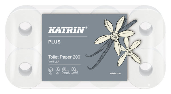 WC-Papier 3-lagig Katrin Plus 200 weiss, Vanilla 9,5x11cm, 200cps