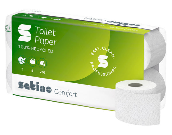 WC-Papier 3-lagig Satino Comfort hochweiss, Recycling 250 cps, 9,