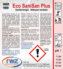 IWZ 100 Etikette Eco SaniSan Plus 1+3+5+10 L