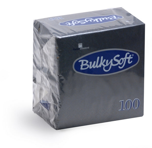 Servietten Bulkysoft 2-lagig, 1/4 Falz schwarz 24x24cm