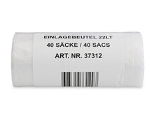 Einlagebeutel 22lt PE-HD, 0.008mm transparent 250/250x560mm