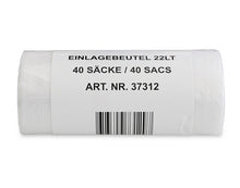 Einlagebeutel 22lt PE-HD, 0.008mm transparent 250/250x560mm