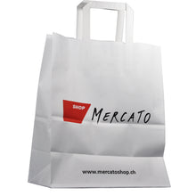 Papiertragtasche "Mercato Shop", Kraft weiss 90 g/m2, 32 x 17 x 3