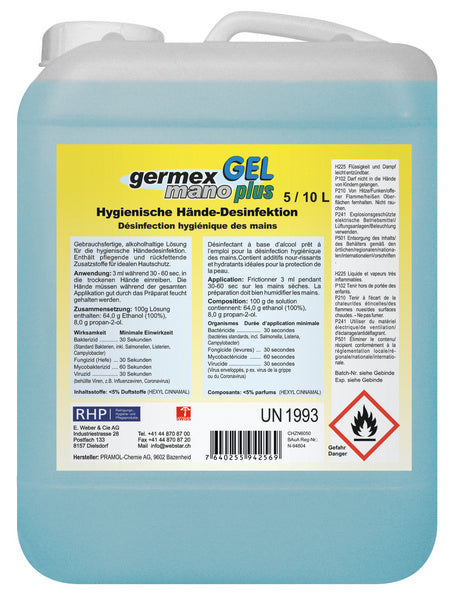 RHP Germex Mano Plus GEL Händedesinfektion 5 Liter