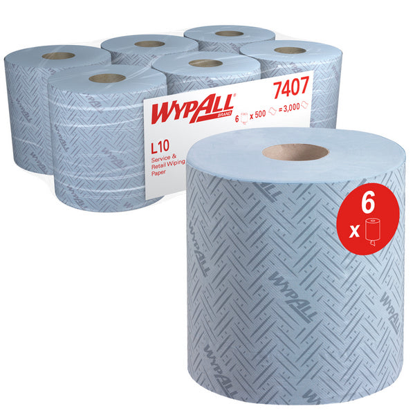 Wischtuch Wypall L10 Zentralentnahme RCS blau,1lg, perforiert 18,