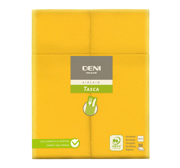 Besteck-Servietten Airlaid Deni meet mais 40x32 cm, 1/8 Falz