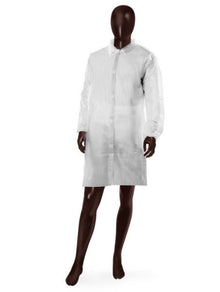 Besucherkittel XXL PP-Vlies Klett weiss, 30g/m2 110 cm Länge