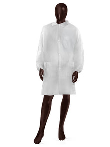 Besucherkittel M PP-Vlies Druckknöpfe weiss, 30g/m2 110 cm Länge