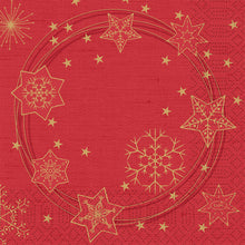 Zelltuch Servietten 3-lagig 1/4 Falz Star Shine red 33 x 33 cm