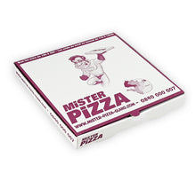 Pizzakarton Modell Italia Kraft "Mister Pizza" weiss, 24x24x3 cm