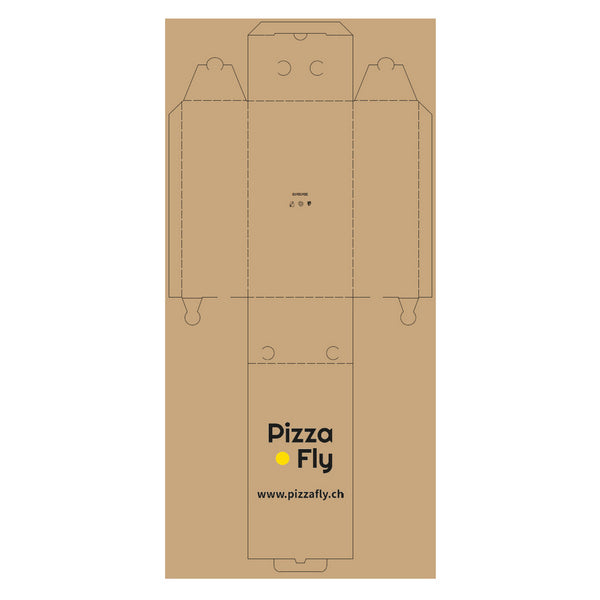 Pizzakarton Modell Calzone "Pizza Fly" braun, 30x16x10 cm