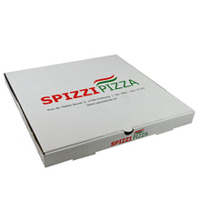 Pizzakarton Modell NY 1208 "Spizzi Pizza" weiss, 50x50x4,5 cm