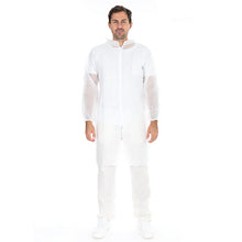Besucherkittel XXL PP-Vlies Reisverschl weiss, 50mgr/m2 110 cm Lä