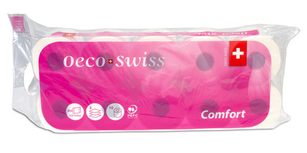 WC-Papier Oeco Swiss 3-lagig, Zellstoff hochweiss 250cps, 9.5x11.