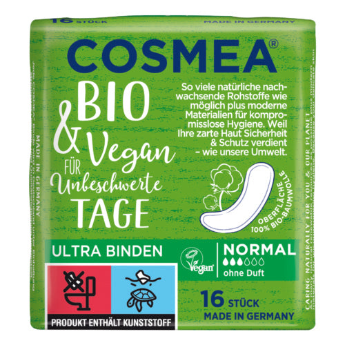 Cosmea Damenbinden Bio Ultra Normal einzeln verpackt 12 x 16 Stk.