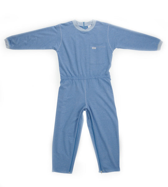 Pflegeoverall lang Grösse S unisex, kornblume Baumwolle/Polyester