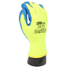 Handschuh Winter Kälte Latex Beschich gelb/blau  neon 10 XL 27 cm