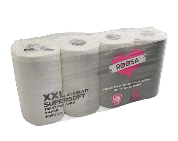 WC-Papier "ROOSA" WCPAPIERFUERALLE.CH weiss, 3-lg. Zell. 250 Cps.