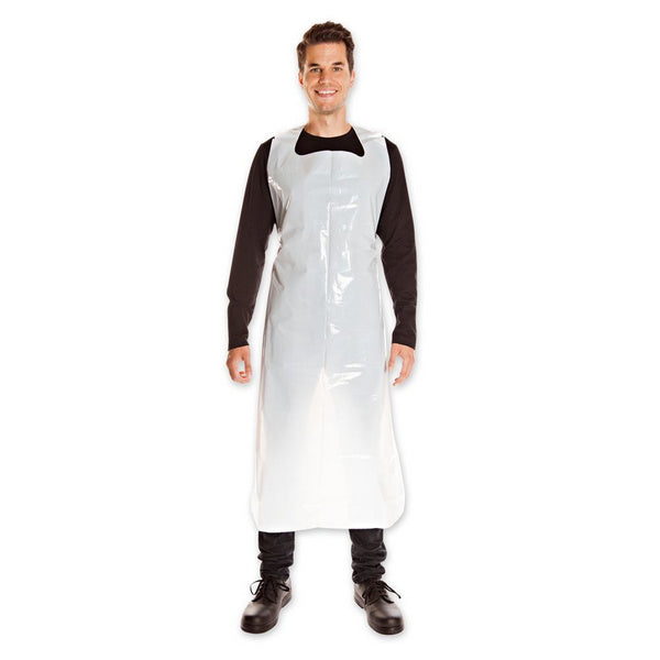 Einwegschürzen 60 my PE-LD, extrastark weiss 140x75cm Wasserdicht