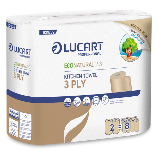 Haushaltrollen 2.3 Eco Natural, 3-lagig nature, Recycling 23x21cm