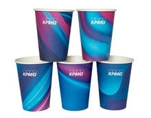 Kartonbecher 3,6 dl (12oz) mit PE-Besch. weiss, bedr. "KPMG" Ø 90