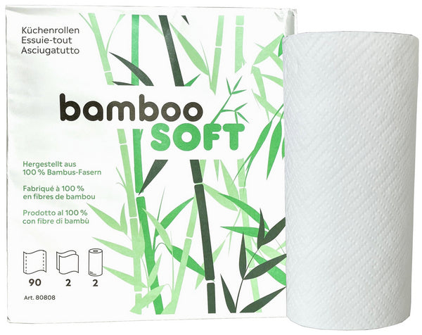 Haushaltrolle 100% Bambus Zellst. weiss, 2-lagig 23x25cm, 90 Blat