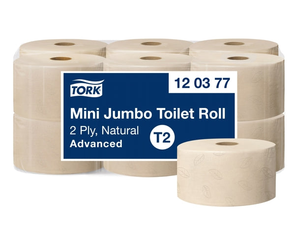 WC-Papier Minijumbo Tork Advanced,2-lag natur T2 9.4x18.8cm, 850C