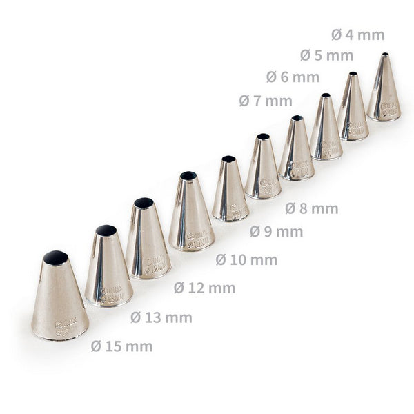 Spritztüllen 10 Stk zu Spritzbeutel Edelstahl Set 4 mm bis 15 mm