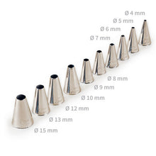 Spritztüllen 10 Stk zu Spritzbeutel Edelstahl Set 4 mm bis 15 mm