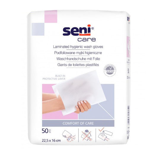 Seni Care Waschhandschuhe foliert 16,5 x 23,5 cm