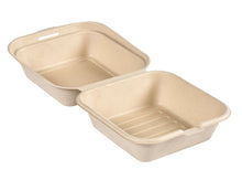 Hamburger-Box aus Bagasse braun 162x152x80 mm