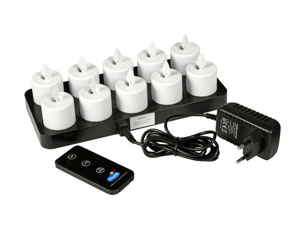 LED Set Moving Flame 10 LED's wiederaufladbar 38 x Ø 36 mm