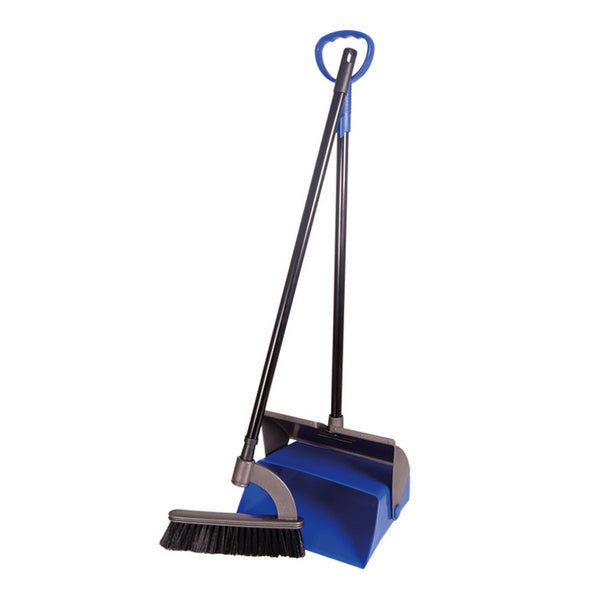 Langstiel-Kehrgarn. "Butler" Blau m. Bodenwischer