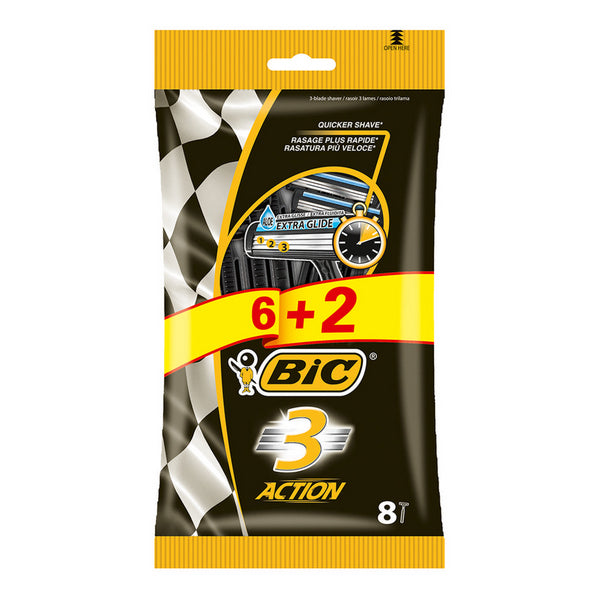 BiC Rasierer 3 Action, Beutel 6+2 Stk.