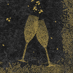 Zelltuch Servietten 3-lagig 1/4 Falz Celebrate Black 33 x 33 cm