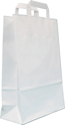 Papiertragtasche Kraft 90g/m2 weiss 26+10x33cm